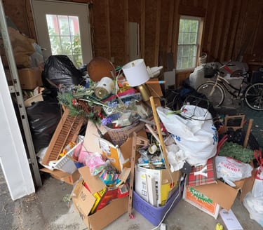 Garage cleanout in Greenfield Massachusetts removing stored clutter