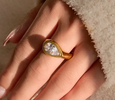 18 k gold plated Demi fine rings which are water resistant and hypoallergenic.