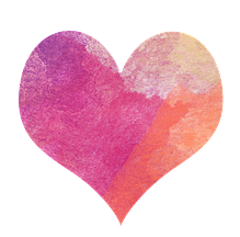 watercolor painting of a purple and orange heart