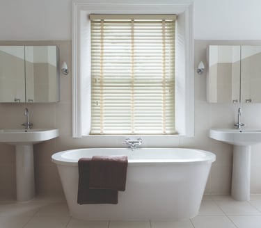 Faux wood Venetian blinds
