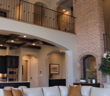 Tuscan grand living room with warm terracotta, rich textures, and Mediterranean-inspired decor