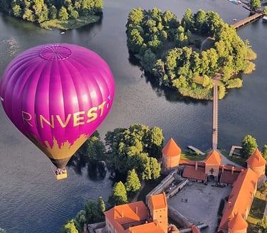 hot air balloon flying trakai or vilnius