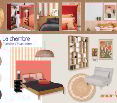 Planche d'inspiration chambre adulte terracotta