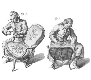 Gravure, tapissier. Encyclopédie D. Diderot et J. d'Alembert