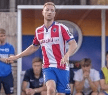 Robb Sheridan, semi professional footballer, in action on the pitch featured on his About Me page.