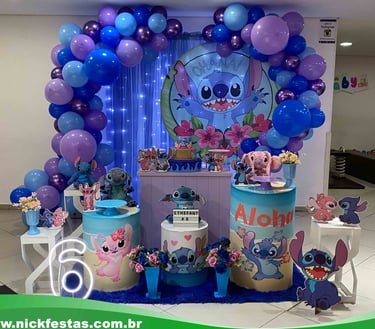 Aluguel de decoração infantil Stitch na Freguesia do Ó com mesa decorada temática para festa