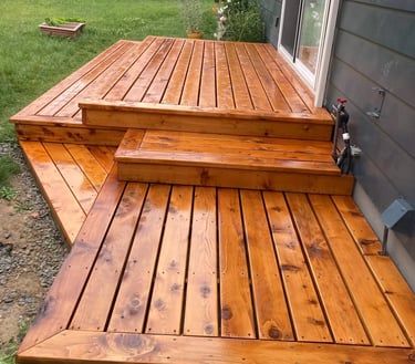 furnished stained wooden stairs