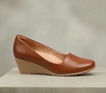 Zapato de cuña de cuero color magnolia para mujer, calzado artesanal