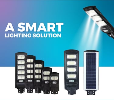 a solar powered street light with a smart lighting