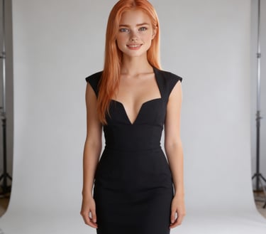 Ilsa, headshot, Ai, ai model, model, actress, film, commercials, music videos, black dress