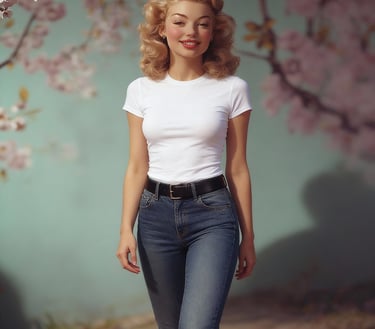 Quinn, Ai, ai model, model, actress, film, commercials, music videos, blue jeans, white shirt