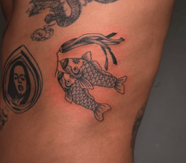 japanese neo traditional fish flag festival tattoo