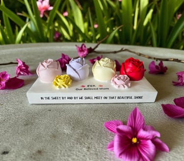 mother memorial made with hydrostone with roses