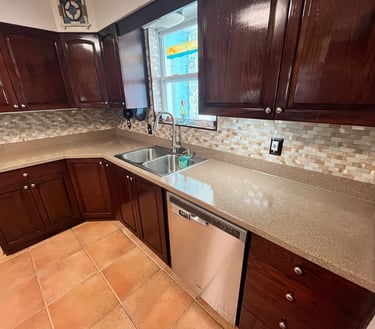 Kitchen countertop updated to look modern