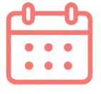 Pink minimalist calendar icon for scheduling spanish online lessons
