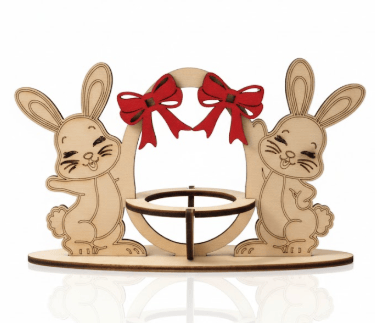 HANDGEFERTIGTER EIERHALTER AUS HOLZ – HASENMOTIV MIT LASERGRAVUR BUCHS SG