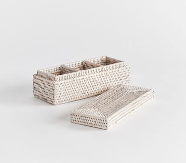 a pair of baskets with a basket weave