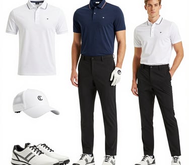 A stylish golf cap and gloves laid out on fresh green grass under sunlight.