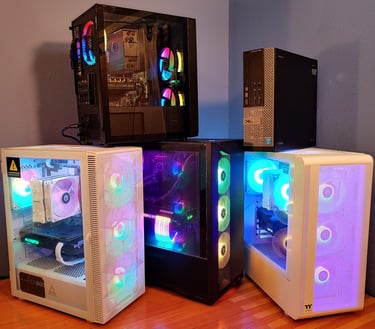 A selection of PCs ranging from a repurposed OEM machine to a high end full custom system