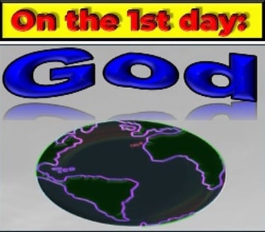Picture of the formless, dark Earth on Day 1 of Creation. Designed by Debbie Dunn using PowerPoint &
