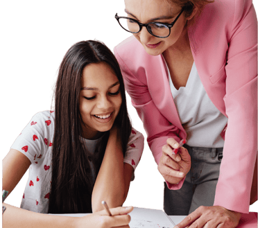 "Tutor providing personalized one-on-one instruction to a student for effective learning."