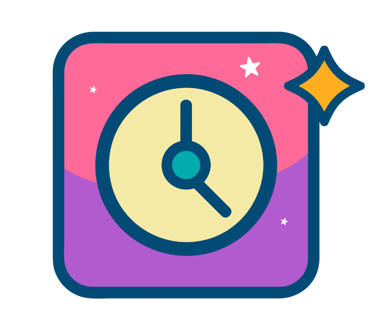 a clock with a star on it cartoon like modern icon illustration 