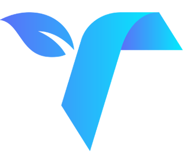 Logo abstrait en feuille bleue avec un motif moderne.