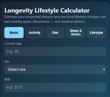 Longevity lifestyle calculator