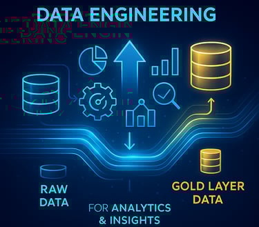 Neon-style data engineering workflow showing raw data, cleaned data, and gold layer outputs.