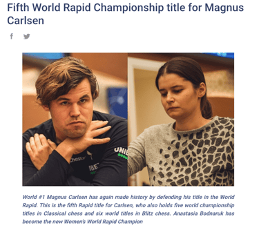 2023 World Blitz Chess Champions: Magnus Carlsen and Valentina Gunina 