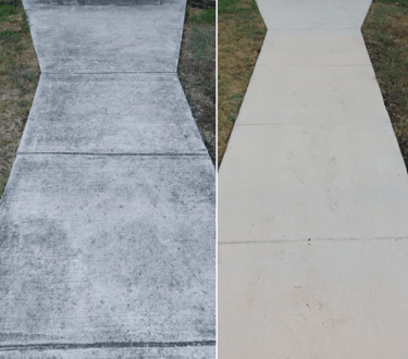 Image of Refresh Property Services after pressure washing a sidewalk in san antonio, TX. 