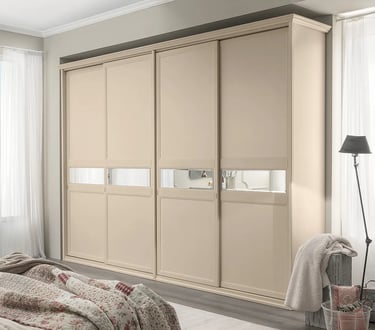 MazarakisArt: Συρώμενη Ντουλάπα Δωματίου - Μπεζ Ξύλο