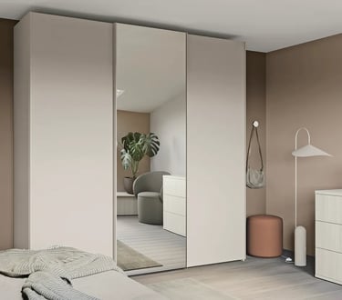 MazarakisArt: Συρώμενη Ντουλάπα Δωματίου - Λευκό με Καθρέφτη