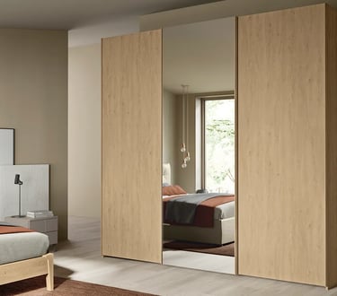 MazarakisArt: Συρώμενη Ντουλάπα Δωματίου - Ξύλο με Καθρέφτη