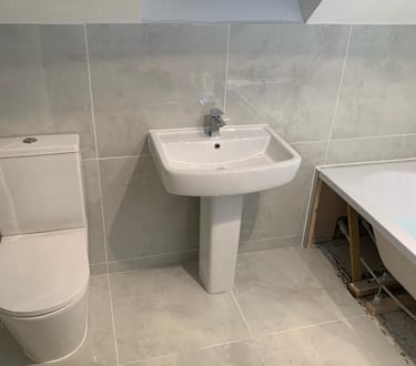 Full bathroom renovation project carried out by plumbers in Malvern