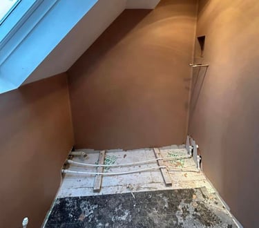 Bathroom plumbing installation during first fix stage by AXM Plumbing Services in Worcester