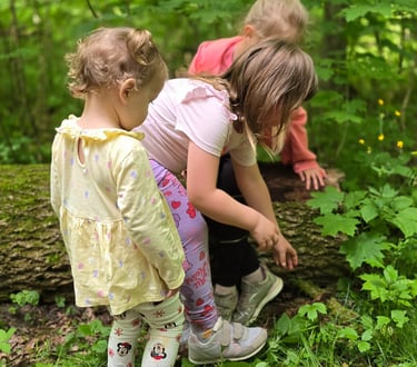 Vaikai žaidžia lauko darželyje