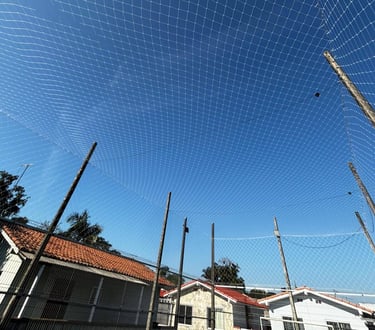 Rede de proteção superior sobre quadra