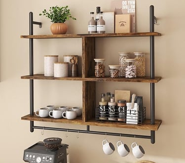 3 Tier Floating Pipe Shelving