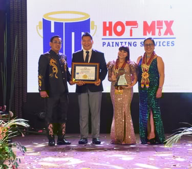 Hotmix Painting Services receiving Lifetime Achievement Award at Manila Hotel Grand Ballroom