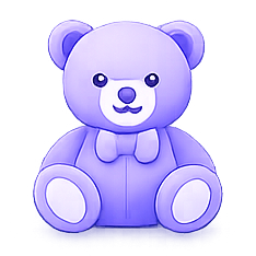 Purple teddy bear icon for MuleBuy spreadsheet kids category