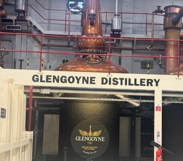 a large copper pot still at Glengoyne Distillery