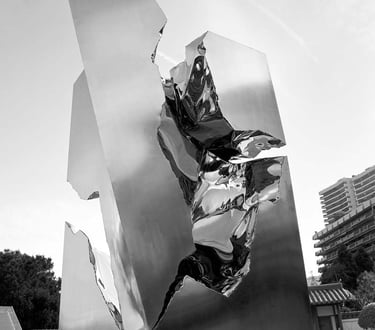 Séisme en noir et blanc, Sculpture de Patrice Racois