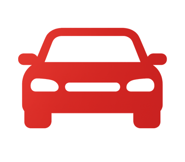 Czerwona ikona samochodu jako symbol ubezpieczenia komunikacyjnego