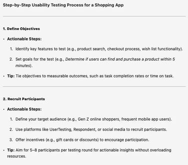 4. Break tasks into steps example output