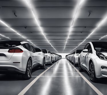 a group of cars parked in a parking lot