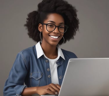 Person working on laptop in a quiet home office