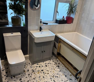 Bath replacement project handled by local plumbers in Malvern