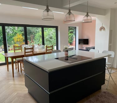 Full home renovation in Worcester featuring open-plan living area