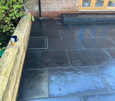 Landscaped garden in Worcester with patio and raised flower beds